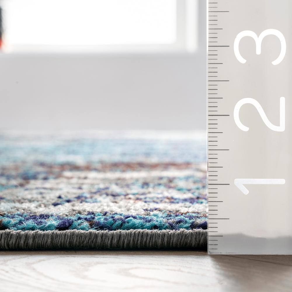 Haydee Blue and Gray Abstract Reversible Runner Rug