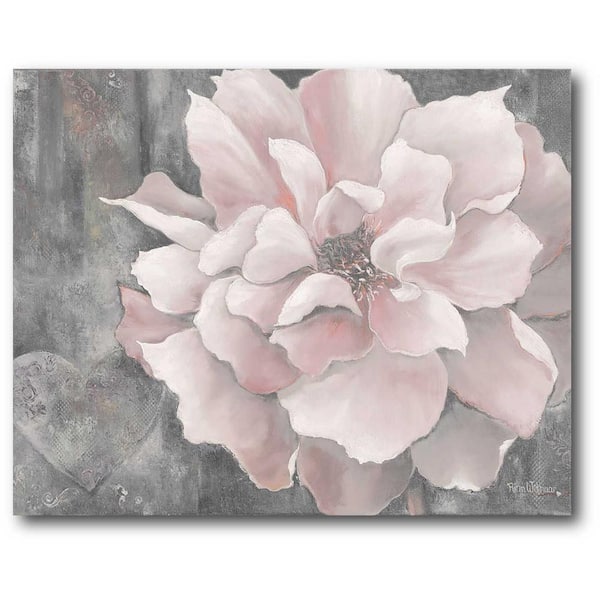 Unbranded 16 in. x 20 in. "Pink and Gray Magnolia" Canvas Wall Art