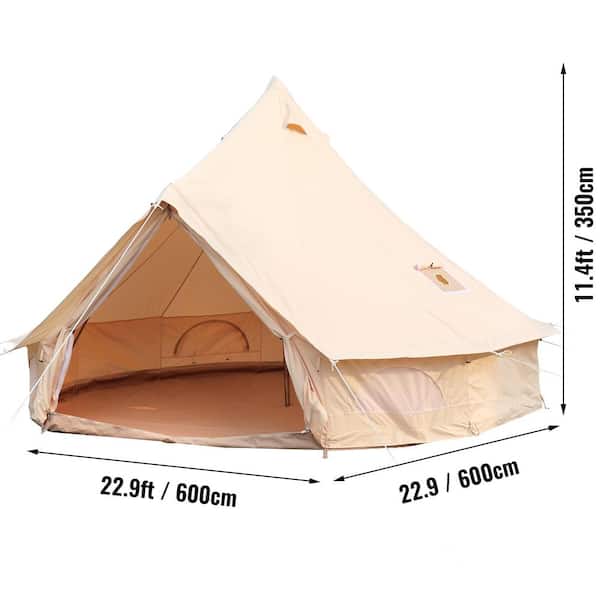 VEVOR 12-Person Waterproof Canvas Bell Tent 19 ft.in Dia. 100% Cotton Canvas Yurt Tent House with Stove Jack in 4 Seasons