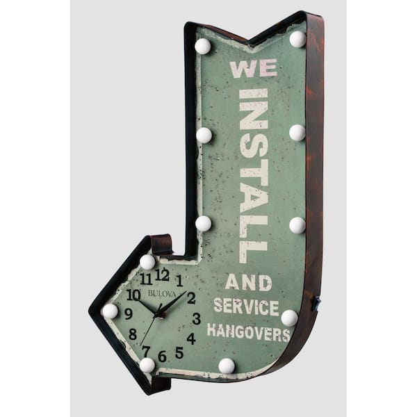 Bulova Mid-Century Service Sign with Accent Lights on Demand 21 in. x 14 in. Wall Clock