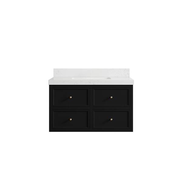 Willow Collections Roswell 36 in. Single Sink Freestanding Black Bath Vanity with Empira White Qt. Top Unassembled