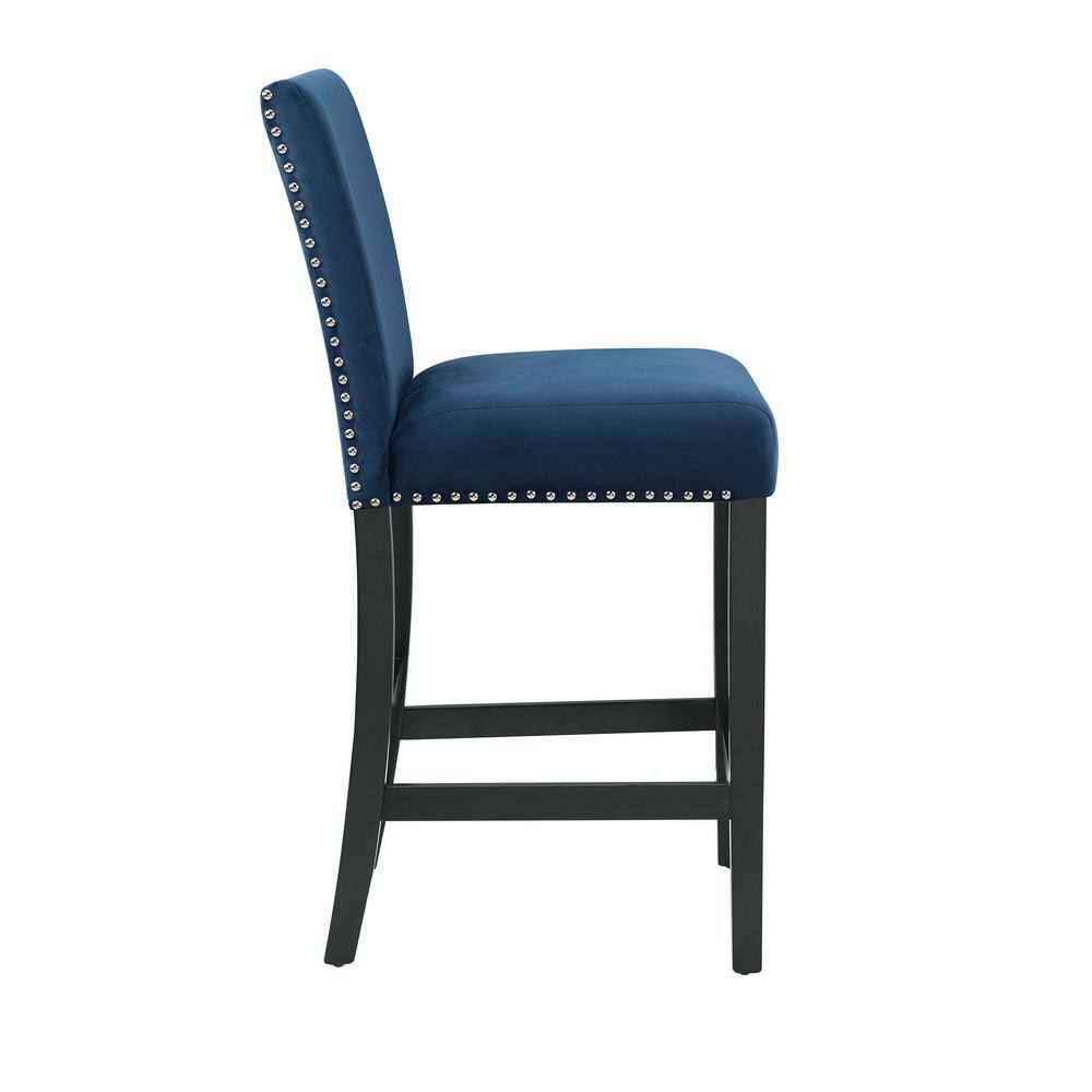 Celeste 5-Piece Blue Velvet and Faux Marble Counter Set