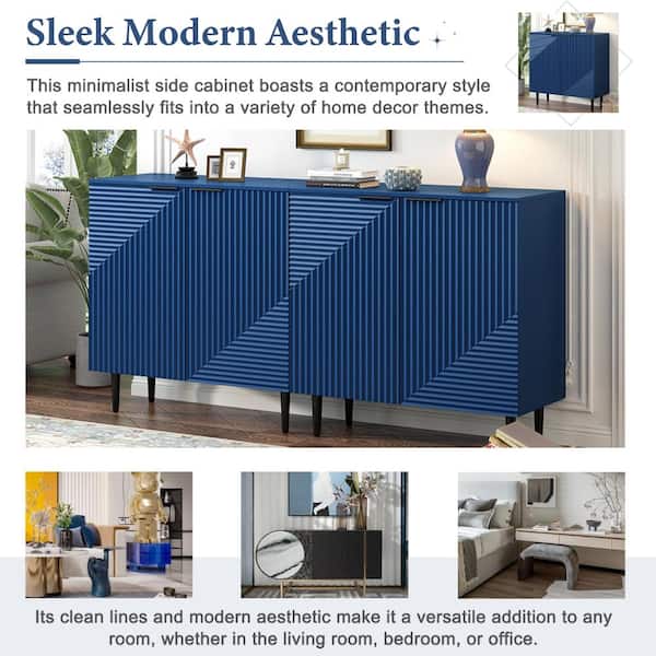 Nestfair Navy Blue 15.75 in. D Storage Cabinet Side Cabinet with