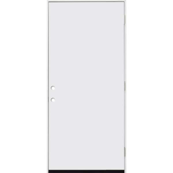 Steves & Sons 30 in. x 80 in. No Panel Left Hand/Outswing White Primed Fiberglass Prehung Front Door with 4-9/16 in. Jamb Size