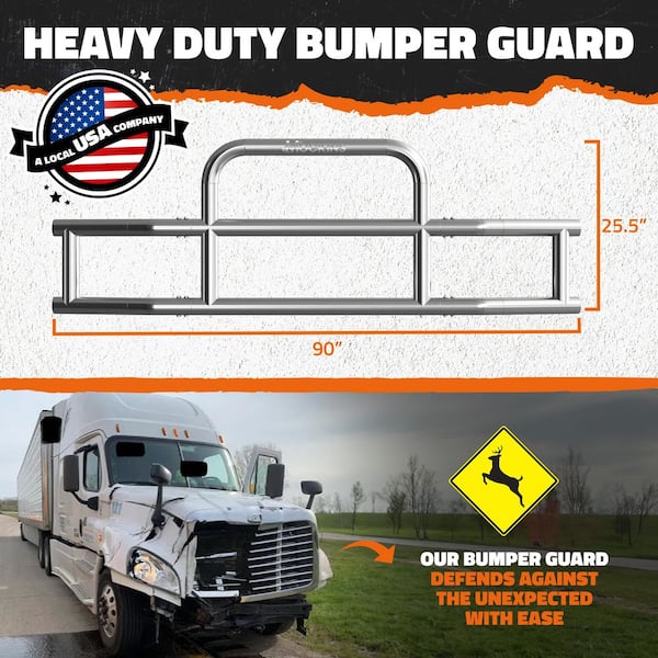 90 in. x 11.5 in. x 25.5 in. Steel Front Bumper Guard for Semi Trucks