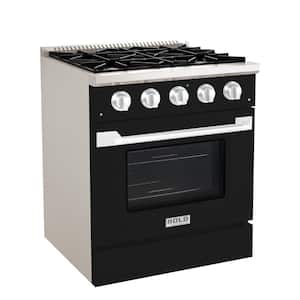 BOLD 30 in. 4.2 cu. ft. 4 Burner Freestanding All Gas Range with Gas Stove and Gas Oven in. Black Stainless Steel