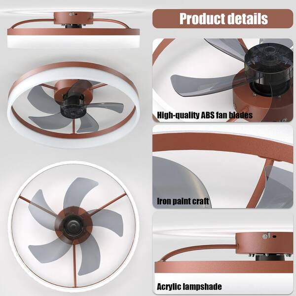 20 in. LED Dimmable Indoor Red Smart Ceiling Fan with Light