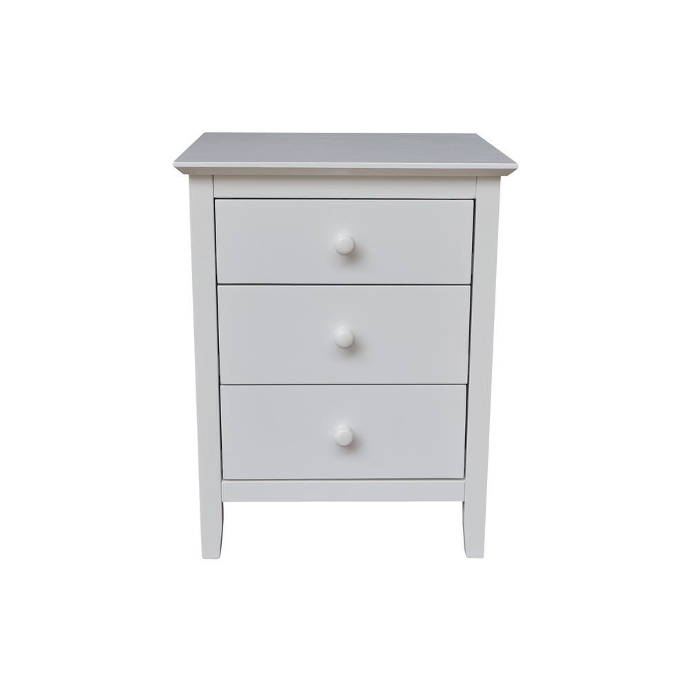 Brooklyn White 3 Drawer 19.5 in W Solid Wood Nightstand