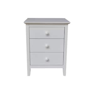 Brooklyn White 3 Drawer 19.5 in W Solid Wood Nightstand