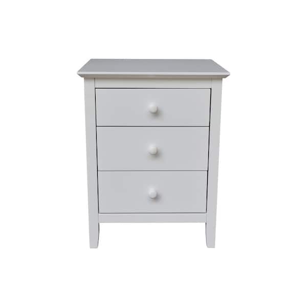 International Concepts Brooklyn White 3 Drawer 19.5 in W Solid Wood Nightstand