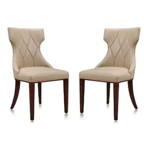Reine Cream and Walnut Faux Leather Dining Chair (Set of 2)