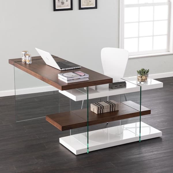 Southern Enterprises Ingleson 55 in. L-shaped Brown wood Office