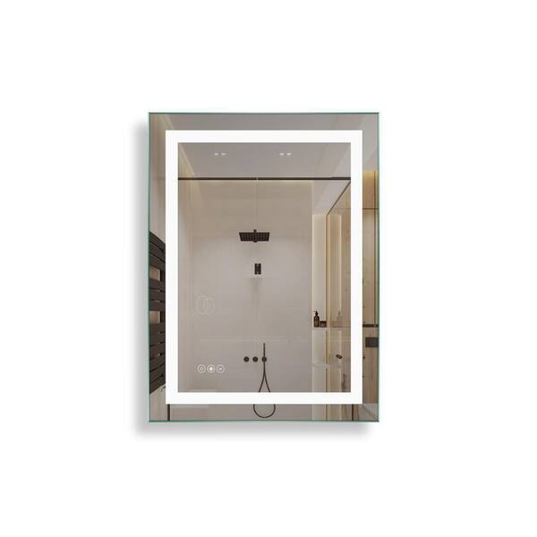 waterpar 40-in x 32-in Dimmable Lighted Clear Fog Free Flat Frameless  Bathroom Vanity Mirror in the Bathroom Mirrors department at