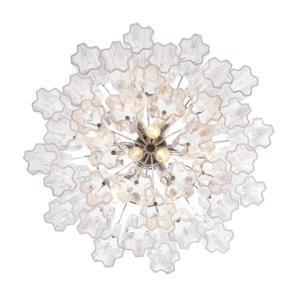 Polished Chrome and Clear Glass 9-Light Chandelier