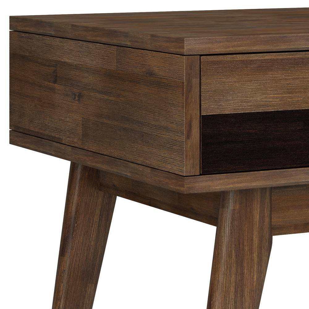 Clarkson Rustic Natural Brown Acacia Wood End Table with Storage