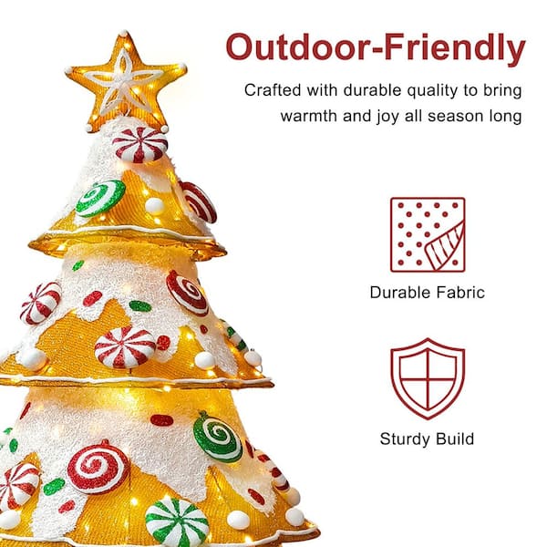 Puleo International 6 ft. Gingerbread Outdoor Christmas Tree with