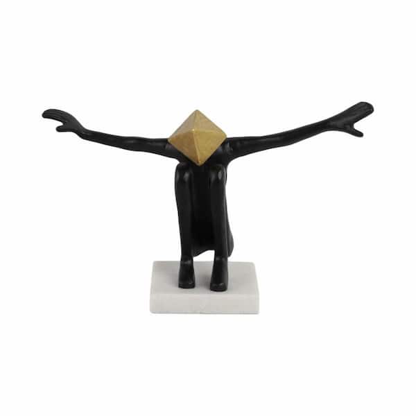 Liv & Skye Black 13 in. x 8 in. Metal Abstract Head with Open Arms Man Sculpture