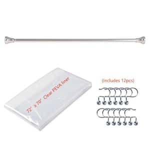 Adjustable 72-Inch Shower Curtain Tension Rod - Rust-Proof Aluminum with Rubber End Cap, Chrome Finish