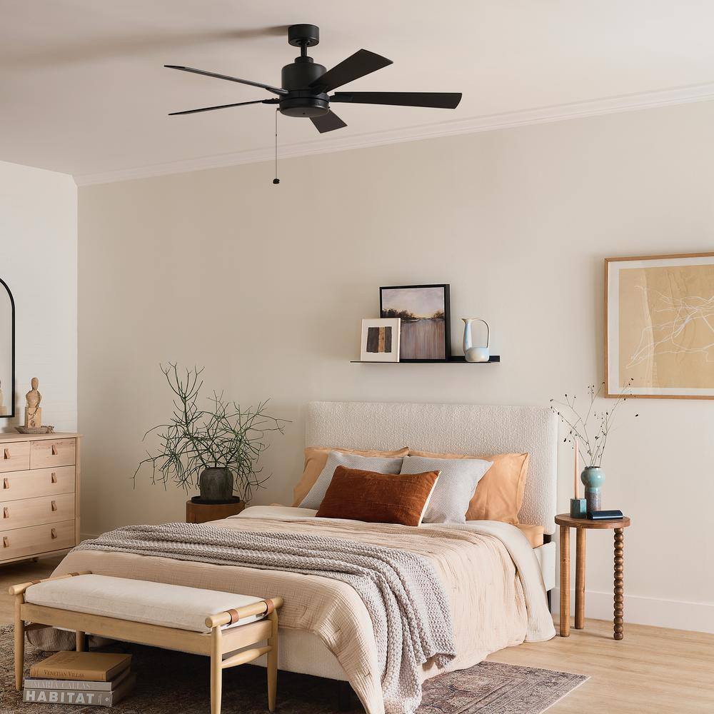 Lucian II 52'' Satin Black Ceiling Fan with Reversible Blades