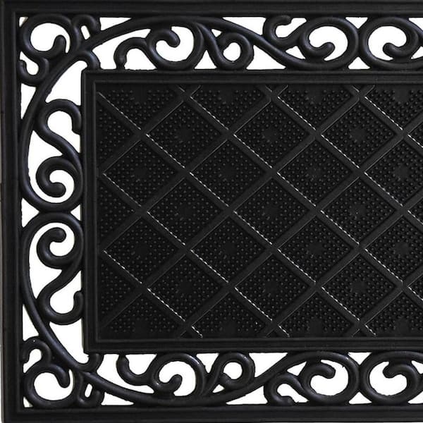 Black 30 in. x 18 in. Rubber Non-Slip Indoor/Outdoor Door Mat