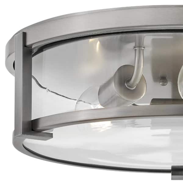 HINKLEY - Lowell 16.0 in. 3-Light Antique Nickel Flush Mount