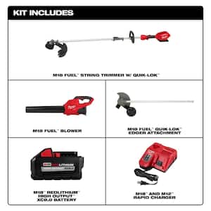 M18 FUEL 18V Lithium-Ion Brushless Cordless QUIK-LOK String Trimmer/Blower Combo Kit with Edger Attachment(3-Tool)