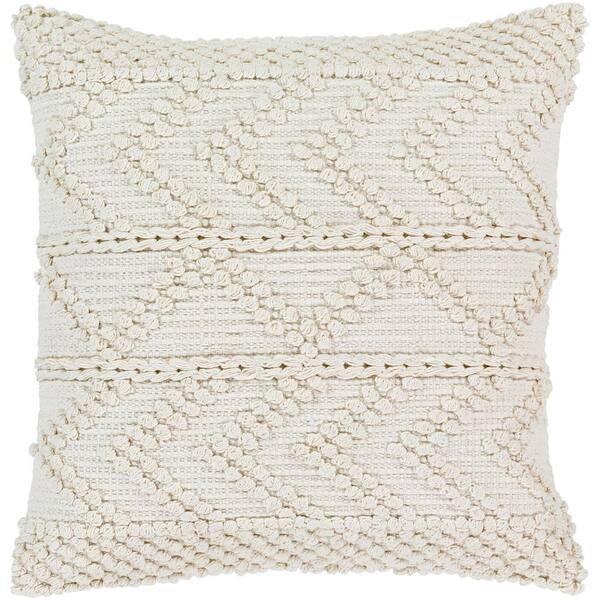 Cotton Velvet Cover with Poly Fill Decorative Accent Pillow White 22" x 22" 