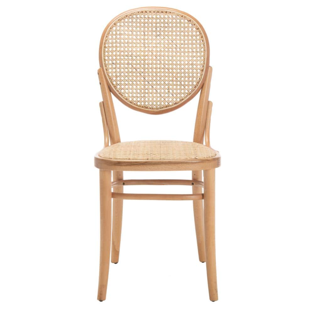 Elegant Transitional Natural Cane and Wood Side Chair