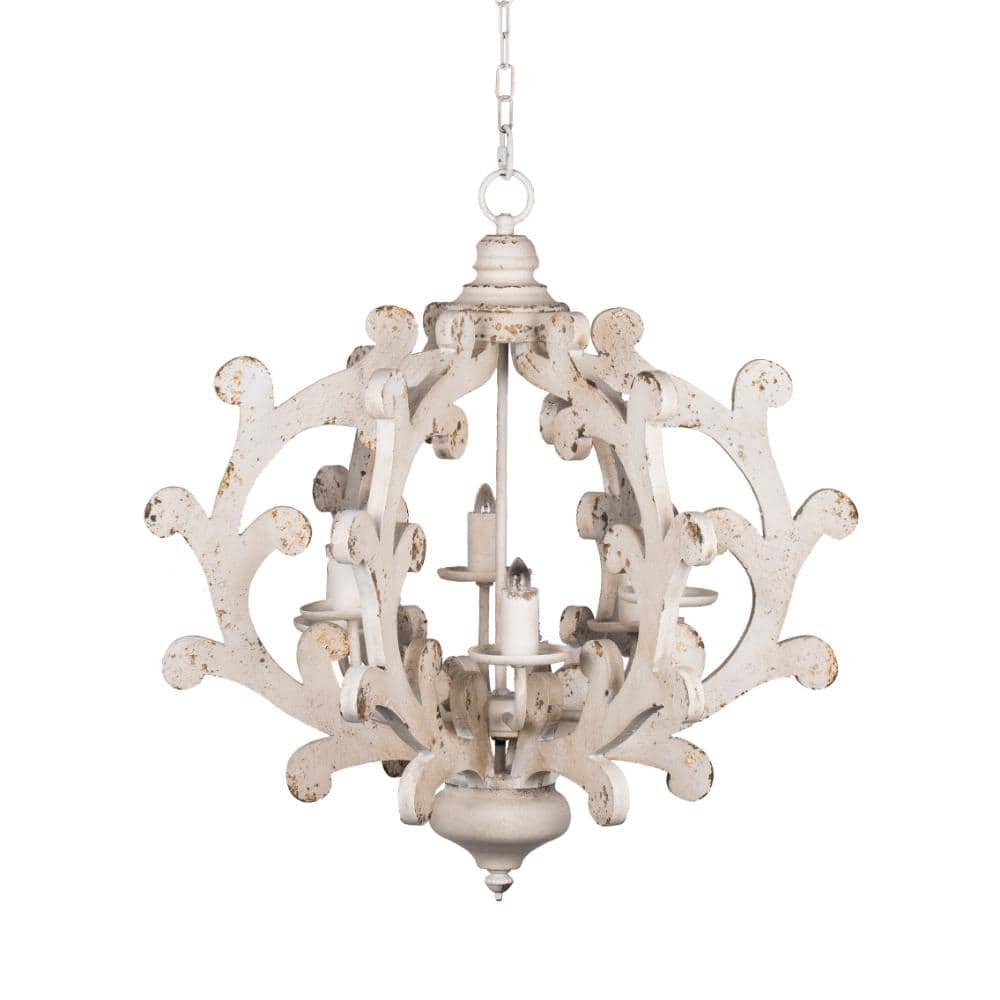 Avex 6-Light White Wood Distressed Finish Pendant Light with Adjustable Chain, No Bulbs Included price history on PriceWatchPro