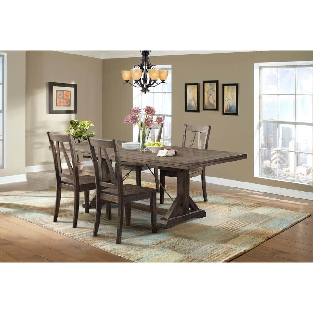 Rustic Chic Reclaimed Wood Extendable Dining Table in Walnut Brown