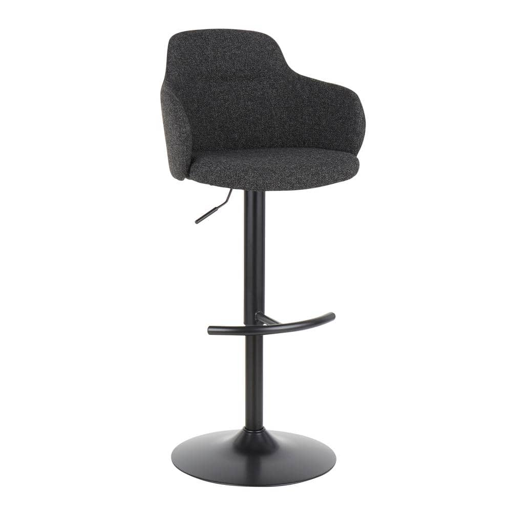 Lumisource Boyne Industrial Adjustable Dark Grey Upholstered Bar Stool ...