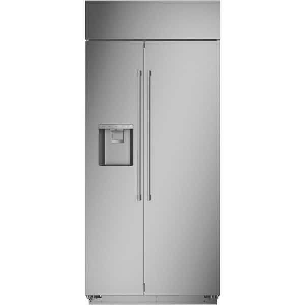 GE 36 in. 20.4 cu. ft. Smart Built-in Side-by-Side Refrigerator with Dispenser in Stainless Steel