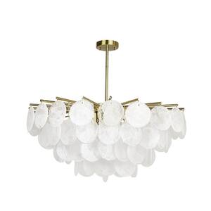31.5 in. 10-Light Modern Chandelier, Luxury Pendant Light with Cloud Crystal Lampshade for Living Room, Bulbs Included