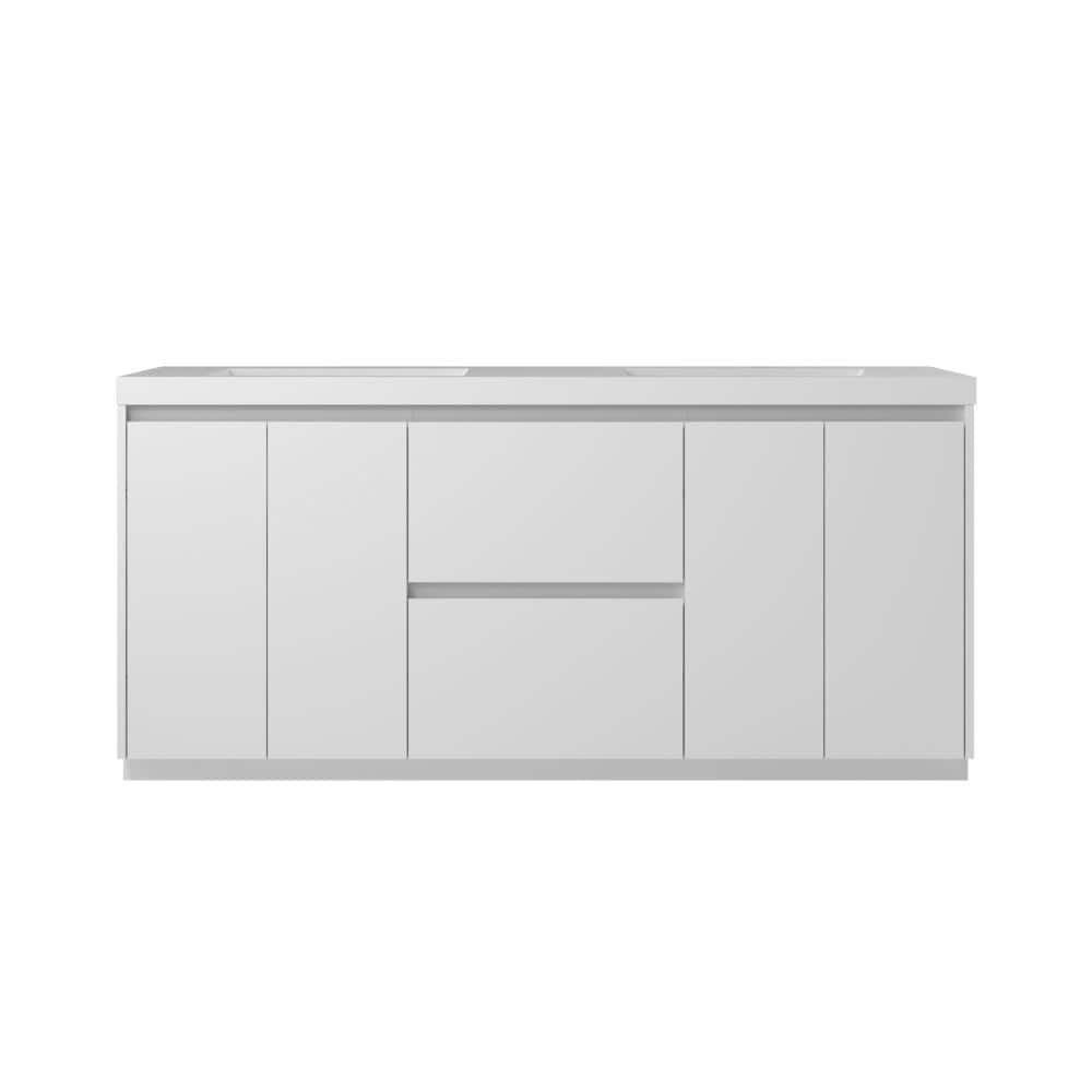 72 in. W Double Sink Freestanding Bath Vanity in High Glossy White with White Resin Top Unassembled price history on PriceWatchPro