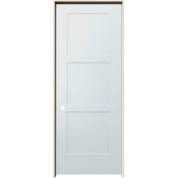 JELD-WEN 32 in. x 80 in. Birkdale Light Gray Paint Right-Hand Smooth Hollow Core Molded Composite Single Prehung Interior Door