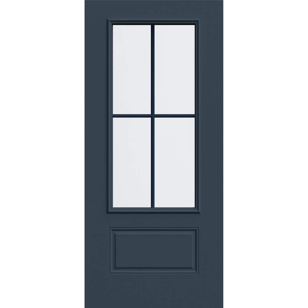 Uni-door ‪‪☺︎‬‪‪☺︎‬ JELD-WEN 36 in. x 80 in. Flush Left-Hand/Inswing Black Steel
