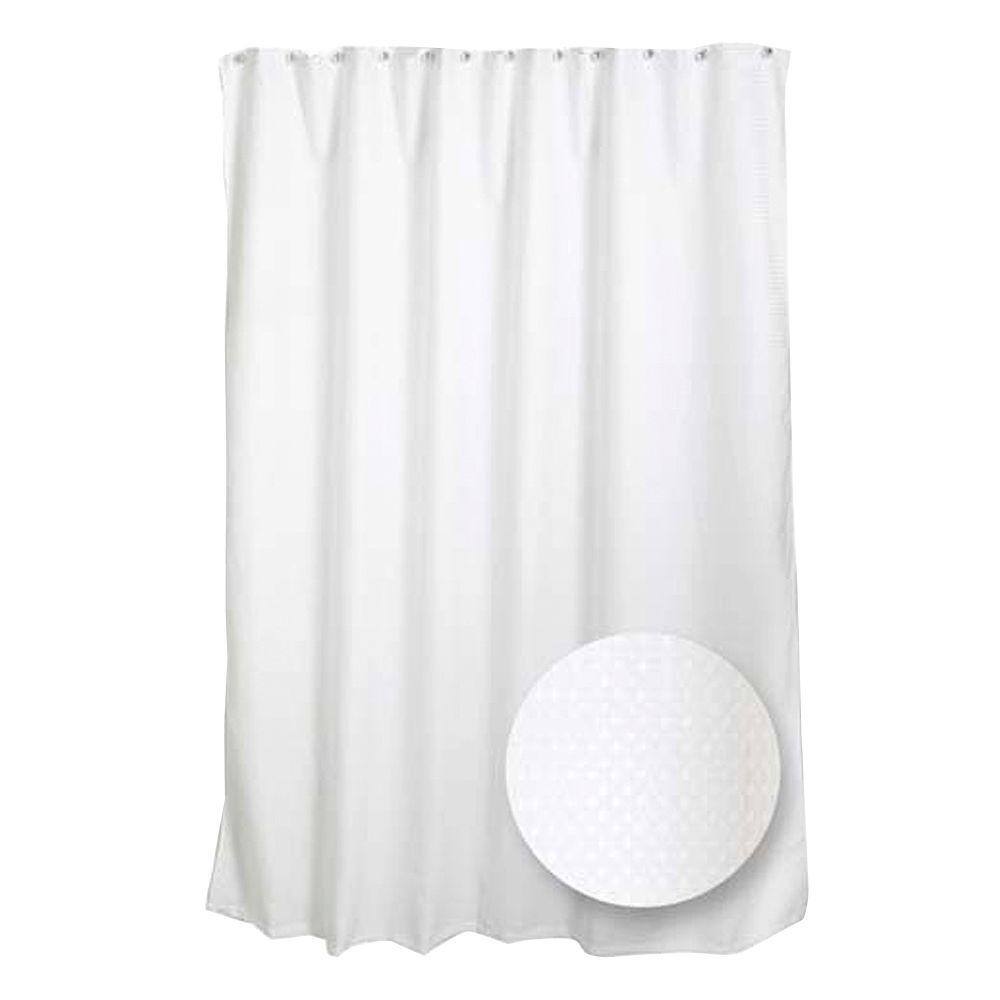 Zenna Home 70 In W X 72 In H Luxury Fabric Shower Curtain Liner In White H21ww04 The Home Depot