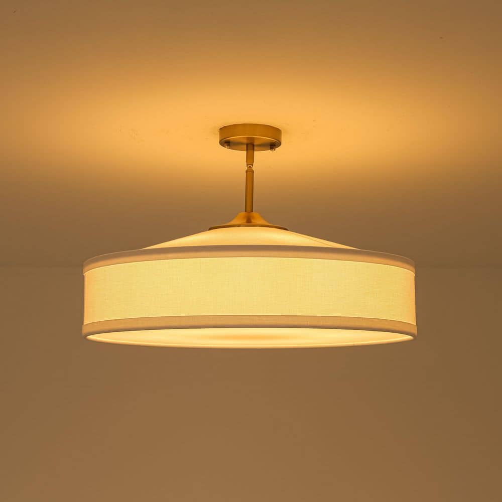 24 in. 6-Light Modern Brass Fabric Drum Shade Semi-Flush Mount Ceiling Light for Dining Room Living Room Bedroom price history on PriceWatchPro