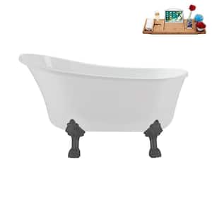 51 in. Acrylic Clawfoot Non-Whirlpool Bathtub in Glossy White, Brushed Gold Drain Drain and Brushed Gun Metal Clawfeet
