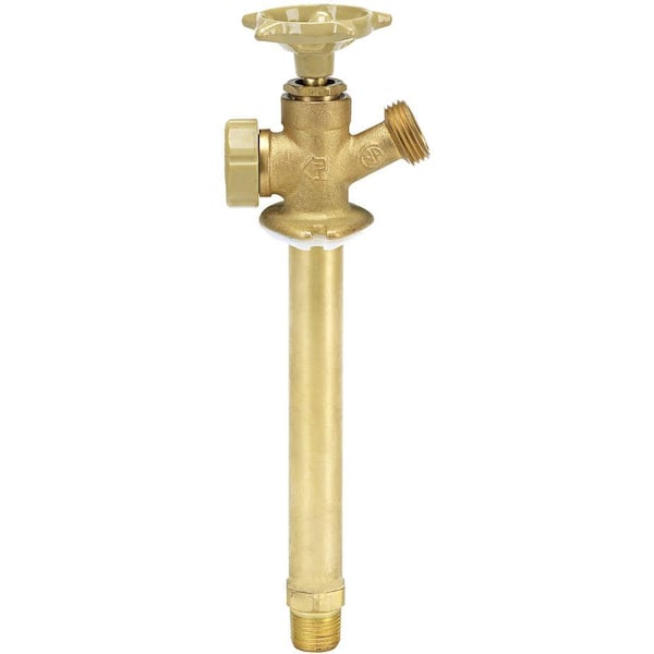 Everbilt 1/2 in. MIP and 1/2 in. SWT x 3/4 in. MHT x 10 in. Brass Anti-Siphon Frost Free Sillcock Valve