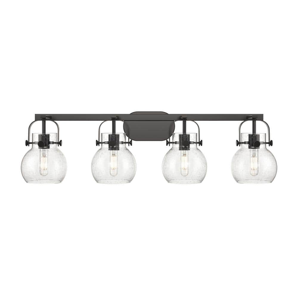 Pilaster II Sphere 36.5 in. 4-Light Matte Black Vanity Light with Glass Shade price history on PriceWatchPro