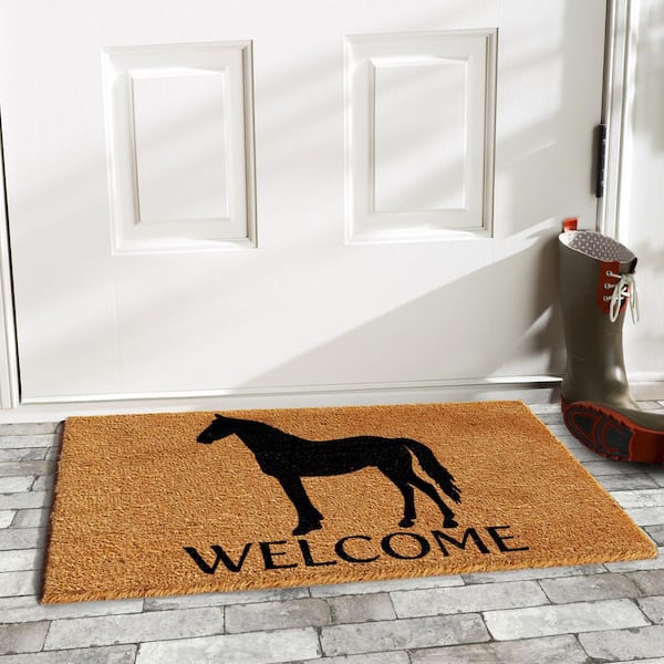 Dog Coir Doormat, Dogs Welcome People Tolerated, Natural Outdoor Door Mat  for Porch (30 x 17 In)