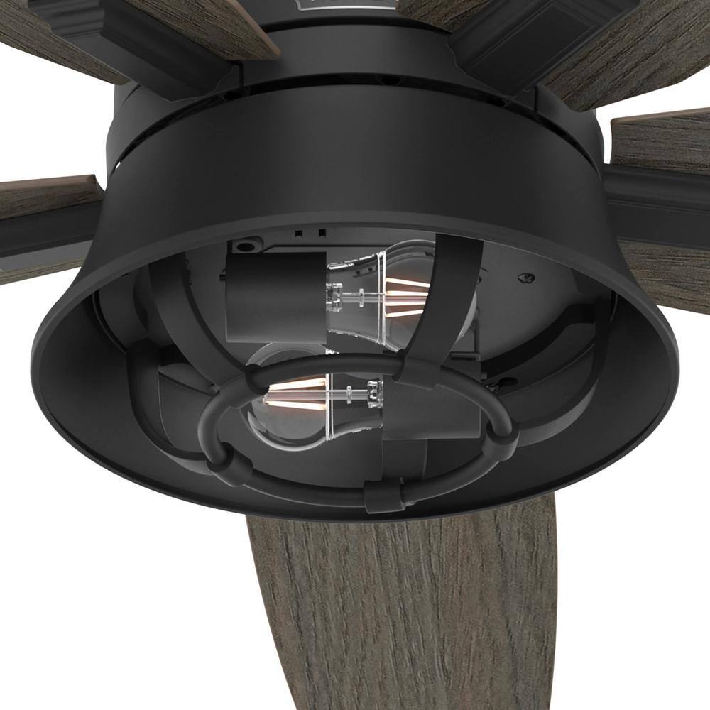 52" Matte Black Hampshire Ceiling Fan with LED Light and Remote