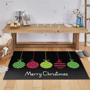 Merry Ornaments Black 2 ft. x 3 ft. 4 in. Machine Washable Holiday Area Rug