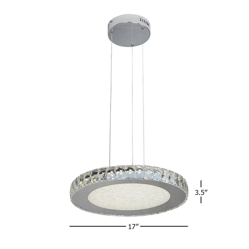 Elegant Chrome and Crystal 17" LED Chandelier with Beaded Glass