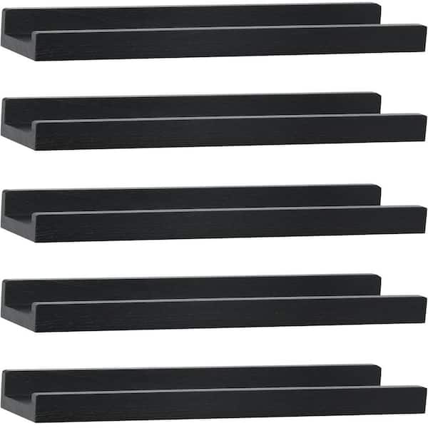 Unbranded 15.6 in. W x 5.1 in. D Floating Wall Mounted Shelves Decorative Wall Shelf (Set of 5) Black