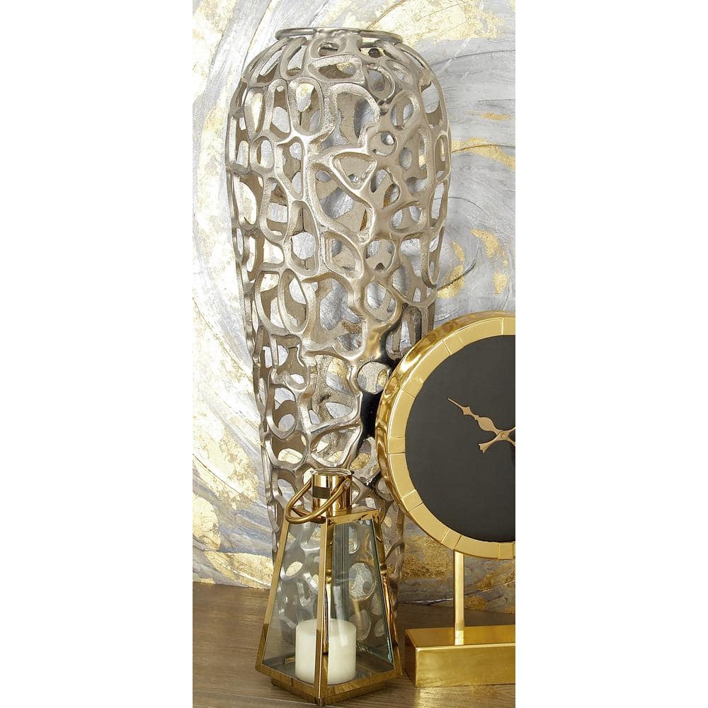 Elegant Silver Coral Aluminum Floor Vase 12" x 33"