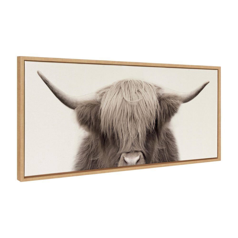 Large Highland Cow Print on Canvas with Natural Frame