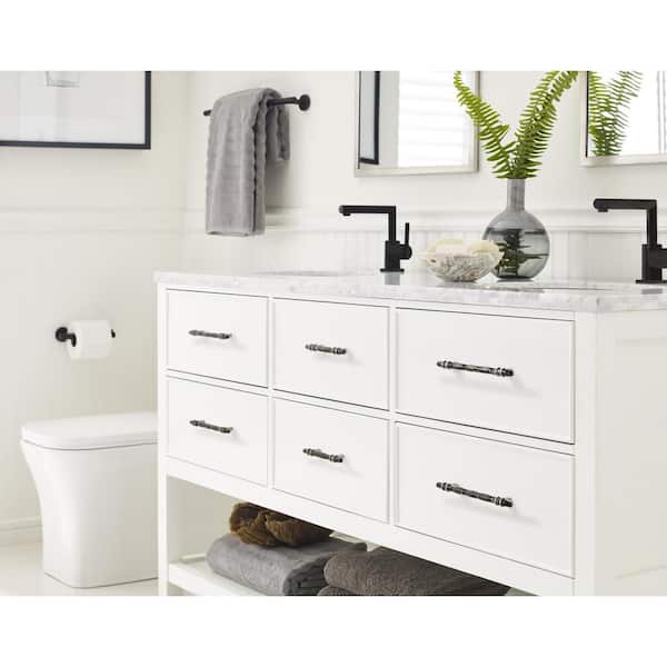 Carrione 6-5/16 in. (160mm) Modern Marble Black/Satin Nickel Bar Cabinet Pull