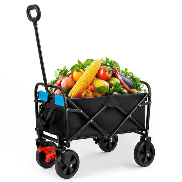 Unbranded 1.8 cu. ft. Collapsible Folding Mini Durable Metal Garden Carts, Utility Grocery Wagon for Camping Outdoor